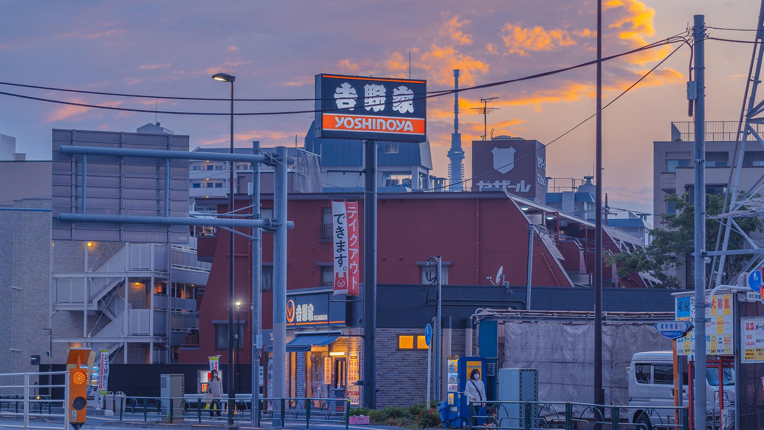 日本傍晚街道美景风光桌面壁纸