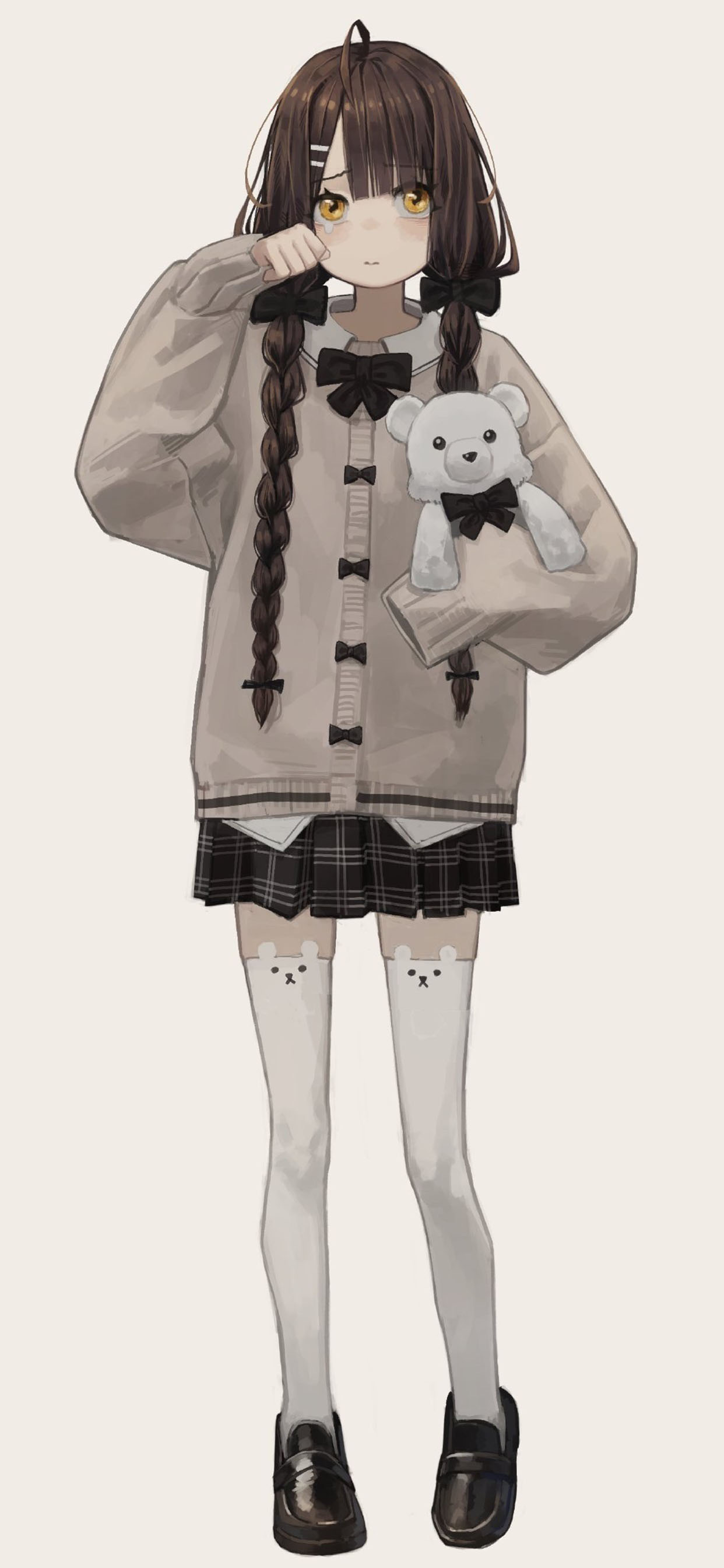 jk制服少女插画手机壁纸