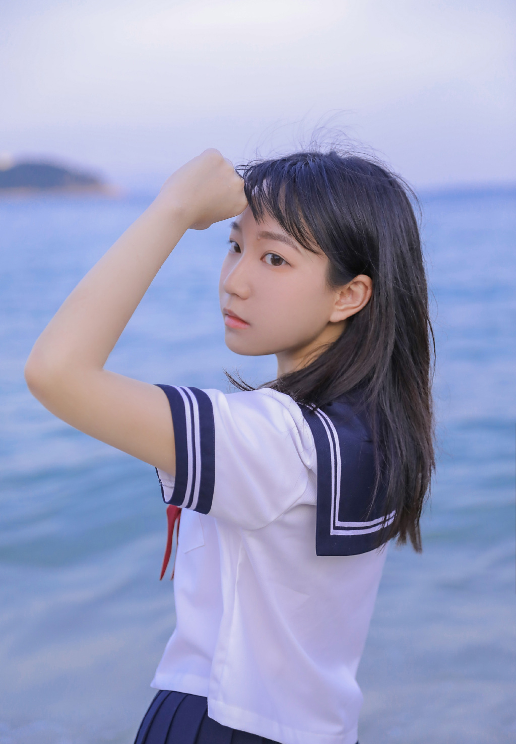 海边JK制服美女写真图片