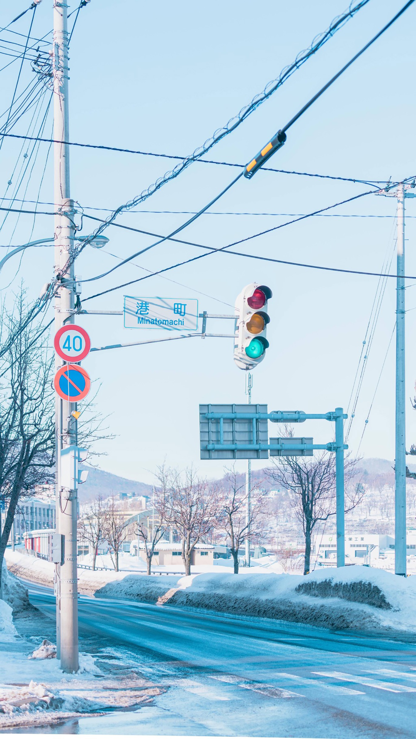 日系冬季雪景手机壁纸