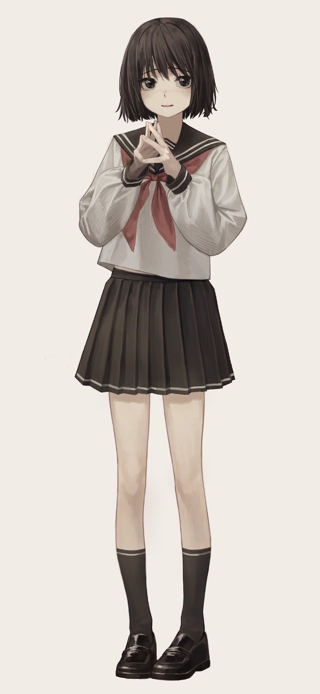 jk制服少女插画手机壁纸