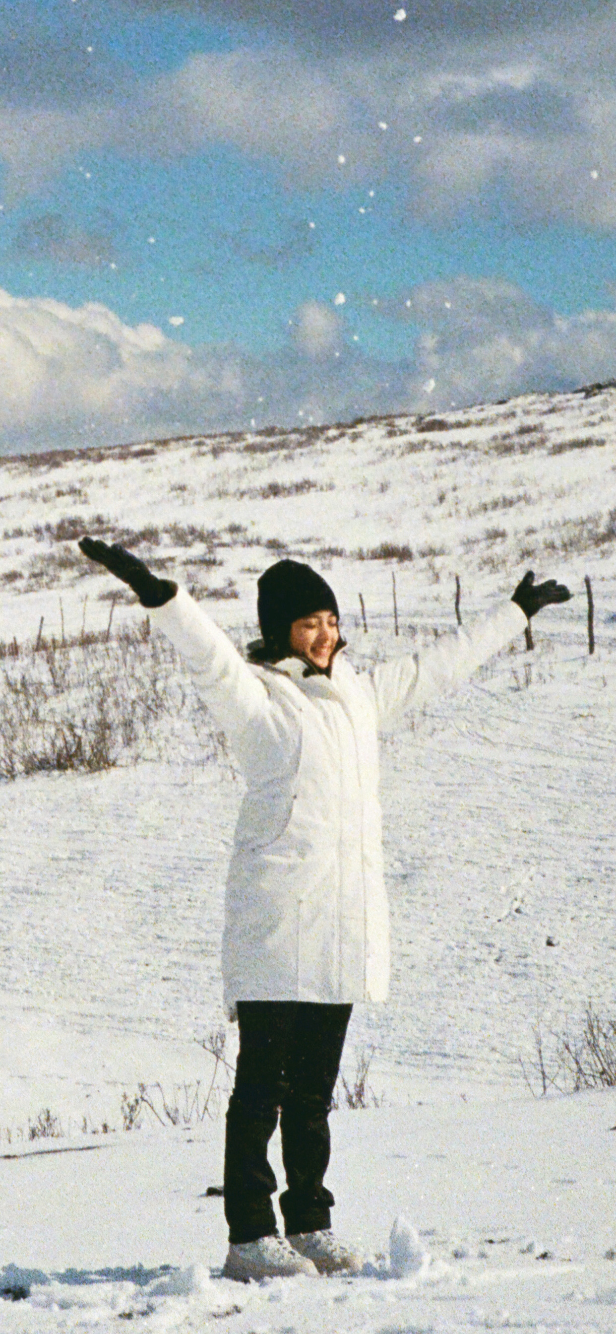 欧阳娜娜冬日雪地手机壁纸