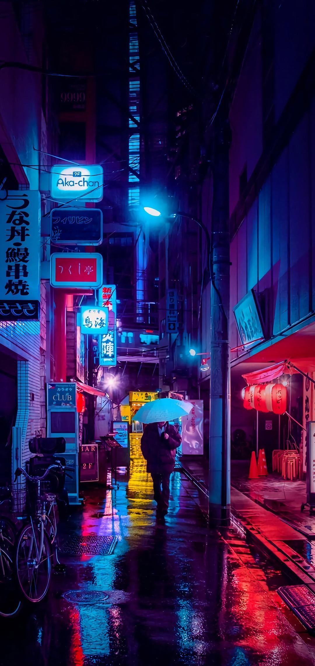 寂静夜晚城市街道风景手机壁纸