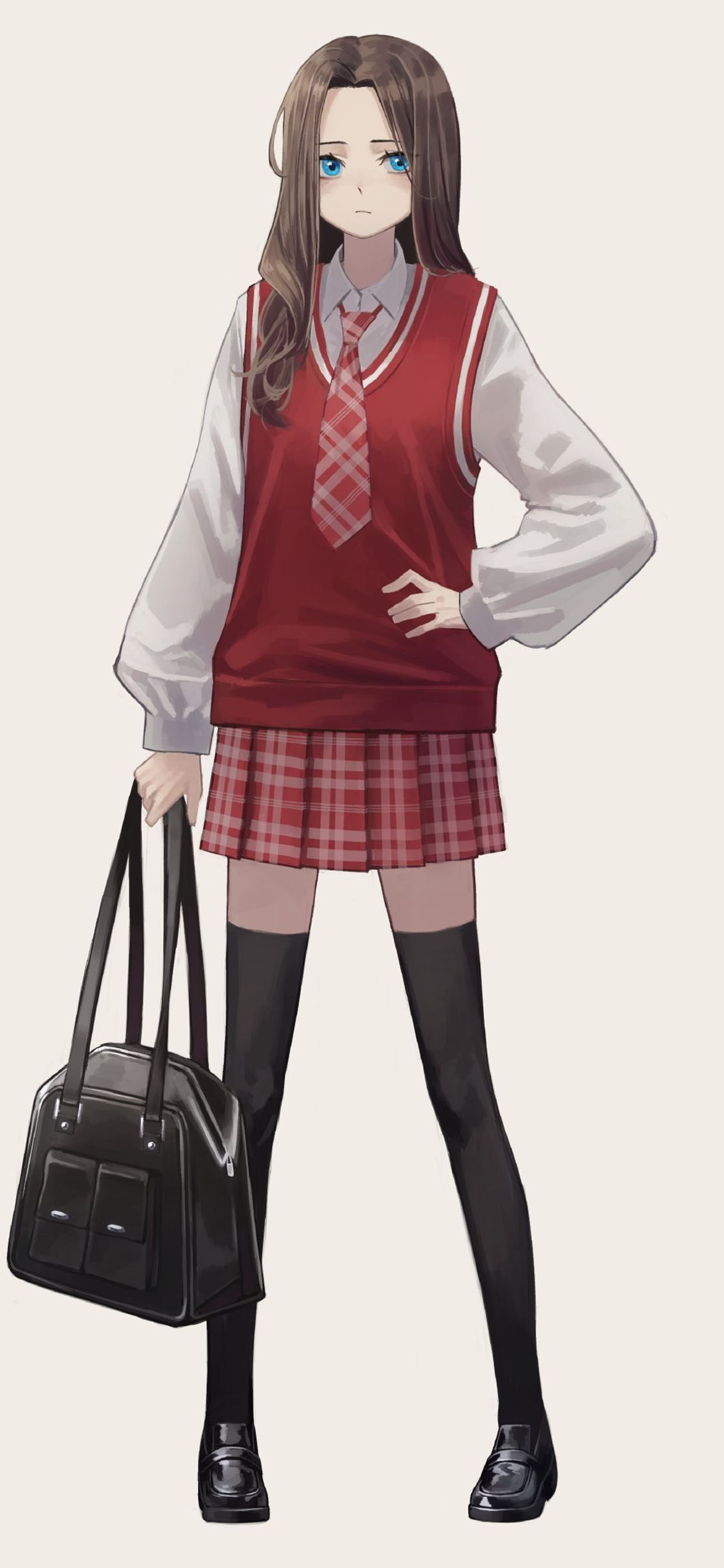 jk制服少女插画手机壁纸