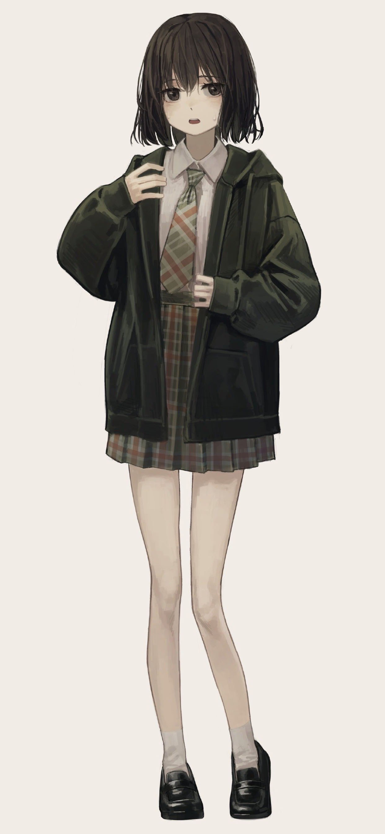 jk制服少女插画手机壁纸