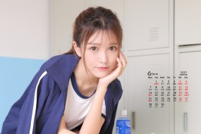 2021年6月清纯美女桌面日历壁纸